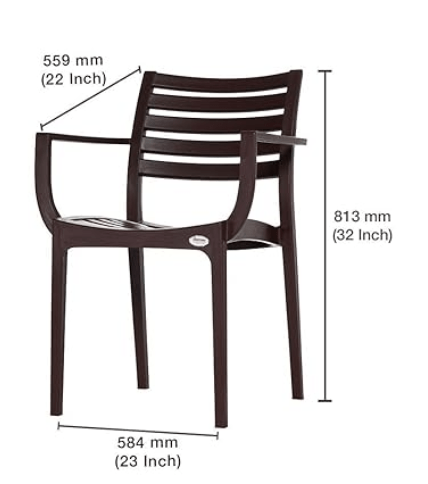 Supreme Empire Heavy Duty Plastic Chair for Home, Garden, Restaurants and Office (Globus Brown, Set of 4) - Image 2